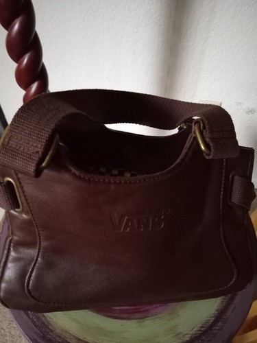 Vans Small Brown Faux leather Handbag w/ buckles on the side and checker lining - Picture 19 of 20