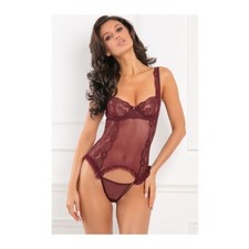 Rene Rofe Grand Finale 2pc Ruffle Teddy Burgundy