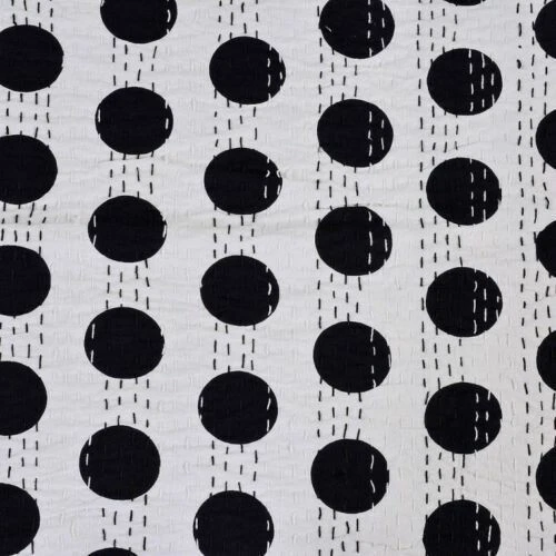 Indian Bedspread Polka Dot Print Kantha Quilt King Size Coverlet Handamde Gudari - Image 2 of 4