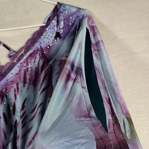 One World Maxi Dress Size 2X Floral Cold Shoulder Rhinestone Smocked Fairy Boho - Picture 7 of 15