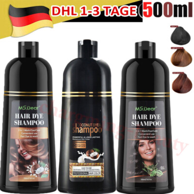 500ML Verdunkelung Schwarzes Shampoo Natur Haar Färben Black Hair Dye Haarfarbe