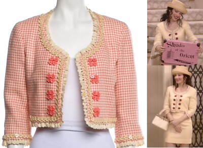 MOSCHINO COUTURE PINK HOUNDSTOOTH HEART BUTTONS JACKET FRAN NANNY