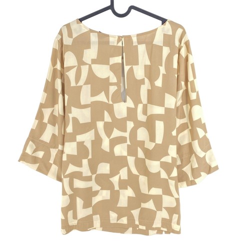 GANT Marrone Chiaro Geometrico Maniche Corte Top Camicetta Taglia Eu 42 UK 14 12 - Foto 3 di 10