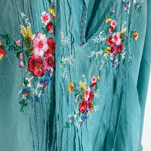 SUNDANCE blu acqua multicolore ricamato taglia media scollo a V manica lunga boho - Foto 6 di 8