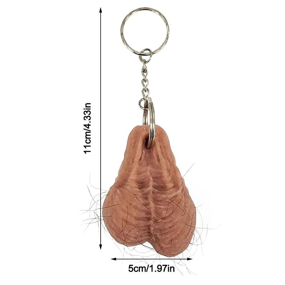Craft Hairy Balls Keychain Testicle Design Keyring Funny Bag Keychain