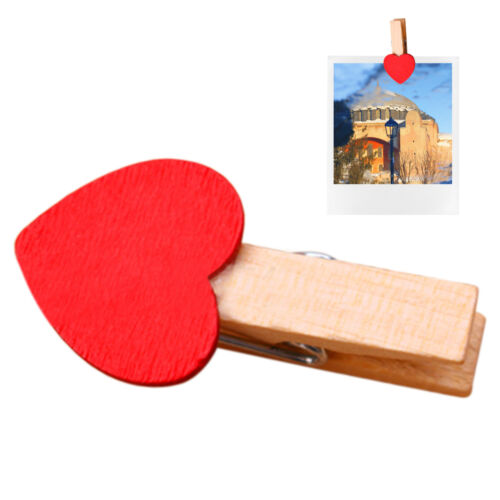 Heart Wooden Clips Red Heart Small Clip Pin 1.37Inch Tight Clamp Not Fray honest