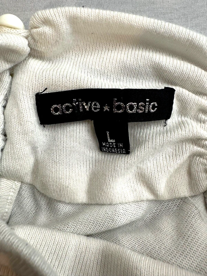 Top Active Basic Juniors Blanco Manga Corta Cuello Alto Cerradura Cierre Botón L Foto 3 de 4