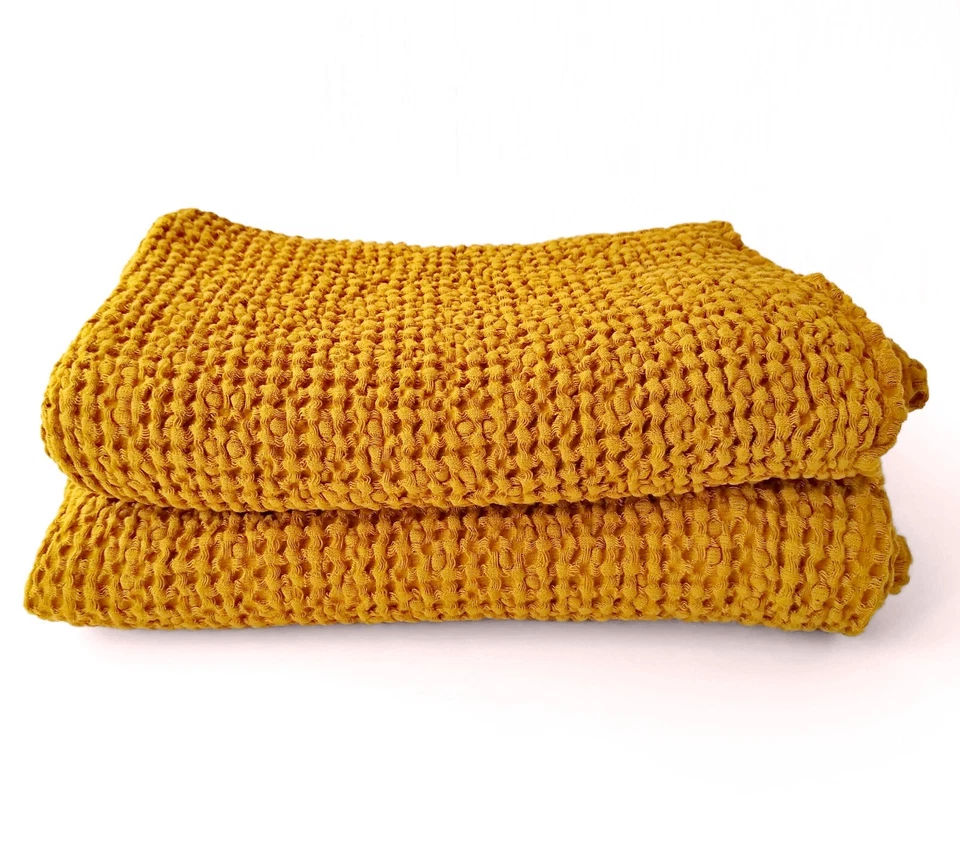 Toallas de baño ropa de cama algodón gofre suaves toallas de baño grandes de secado rápido Foto 2 de 4