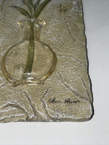 Vintage Flowers in Vases 3D Resin Wall Art Plaques Signed Cheri Blum Lot Of 2 - Picture 12 of 14