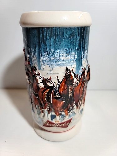 2007 BUDWEISER Holiday Christmas Stein Winter’s Calm - CLYDESDALE Stein Beer Mug - Picture 7 of 13