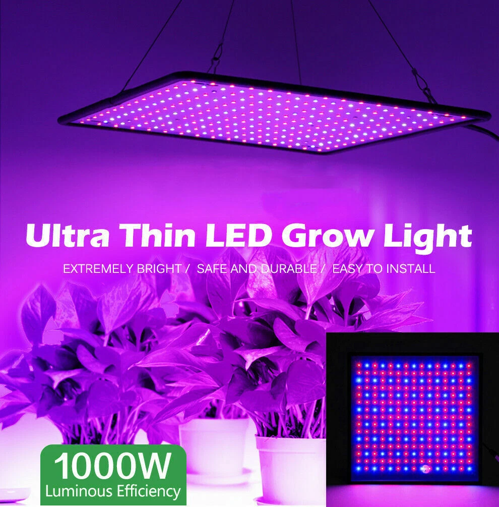 1000W LED Plants Grow Light 225 LED Indoor Plant Full Spectrum Light Grow  Lamp