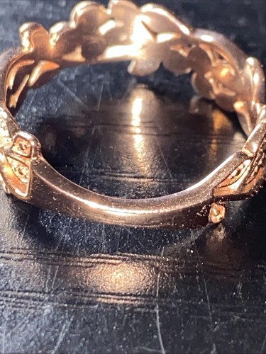 Blue diamond IR accents three leaf ring rose gold plated over sterling silver - Picture 4 of 7