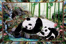 36 x 24 Art Vivid Wildlife Panda Mural Ceramic Backsplash Bath Tile 2400