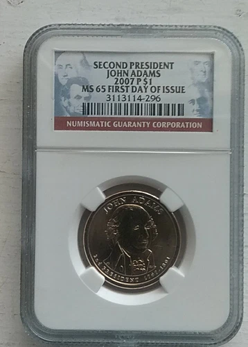 (1) 2007 D John Adams Second President $1  NGC MS 65 First Day of Issue.
