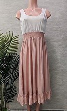 Nwt Cupshe Dress Women Small Smock Flare Ruffle White & Pale Pink.