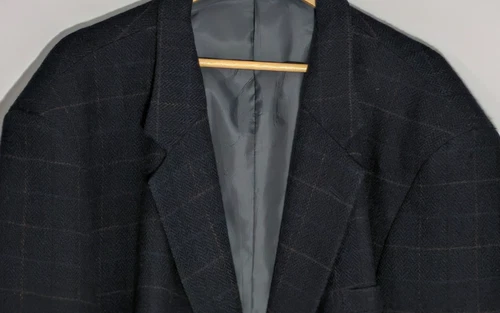 Vtg Natural Exchange Alexander Lloyd Blazer 60R Shetland Wool Windowpane Plaid image 6