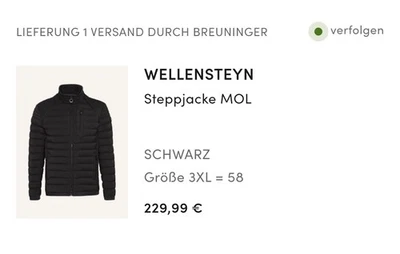 WELLENSTEYN MOL Herren Steppjacke Wattiert-Winterjacke.Schwarz. Gr.3 XL (58) - Bild 1 von 4