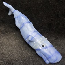 MOCHA WHALE CARVED NATURAL BLUE DONGLINGITE CRYSTAL QUARTZ MINERAL SPECIMEN.