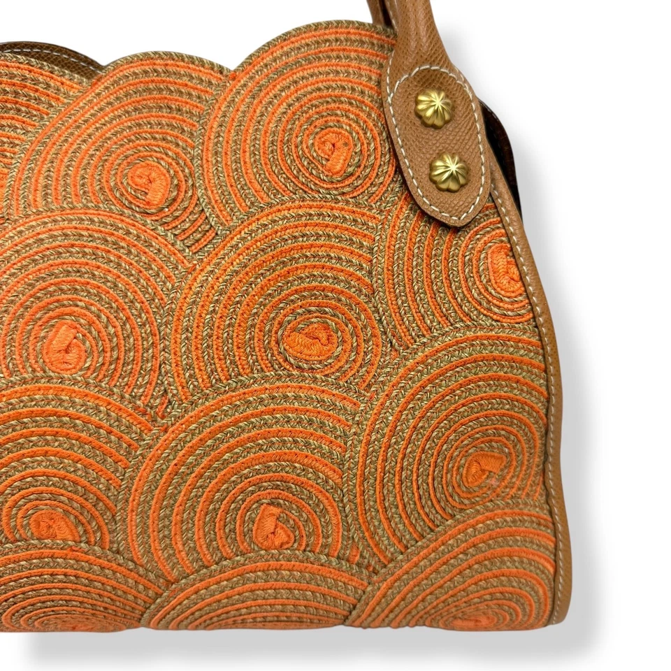 Bolso de mano vintage de cuero tejido rafia ERIC JAVITS NEW YORK  Foto 4 de 4