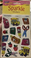 1998 Sparkle Stickers Vintage Nostalgic School Buddies Theme 2 Sheets New