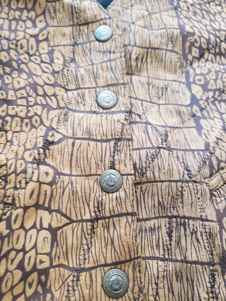 Chaleco de cuero AJ vintage para hombre PIEL ANIMAL Western Star broches de presión hecho en la India talla L Foto 4 de 4