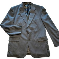 Stafford Traveler Plus 44 L Gray Pinstripe Wool Blend Two Button Blazer Jacket