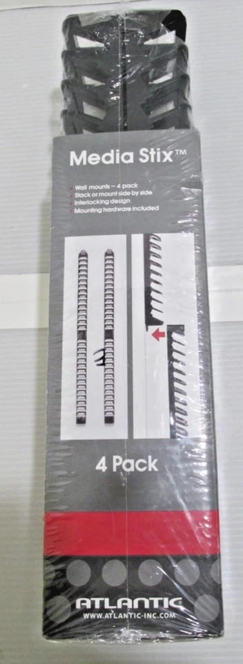 Atlantic Media Stix para DVD, CD almacenamiento montaje en pared paquete de 4 sellado nuevo Foto 2 de 3