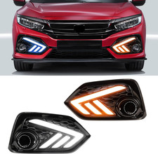 LED Fog Lights White Daytime Running Lights DRL Amber Turn Signal Lights Blue