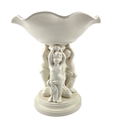 VTG Ceramic Cherub Xlg Bowl Wedding Compote Centerpiece Off White 12.5'' Rococo