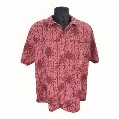 Columbia Camp Modal Floral Button Up Shirt Men's Sz Large Red Palm Tree Design