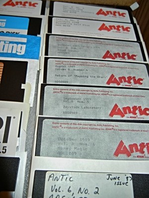 35 Vintage 80s Atari 400/800 Mostly Antic Floppy Disk Games Lot Volumes 5.25 