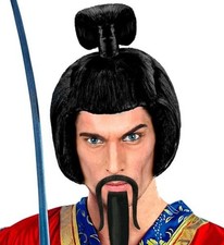 Men’s Samurai Wig Japanese Warrior Fancy Dress Costume Accessory
