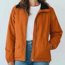 Jaeger-LeCoultre JLC Ladies Orange Fleece Jacket Womens Size Small Fall Outdoor