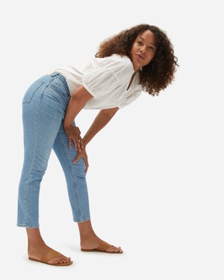 Everlane Women 30 Curvy Cheeky Jean High Rise Crop Straight Sky Blue NWT