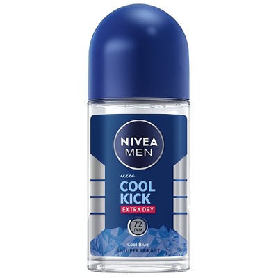 2 Pack Nivea Men 72H Cool Kick Extra Dry Blue Roll-On