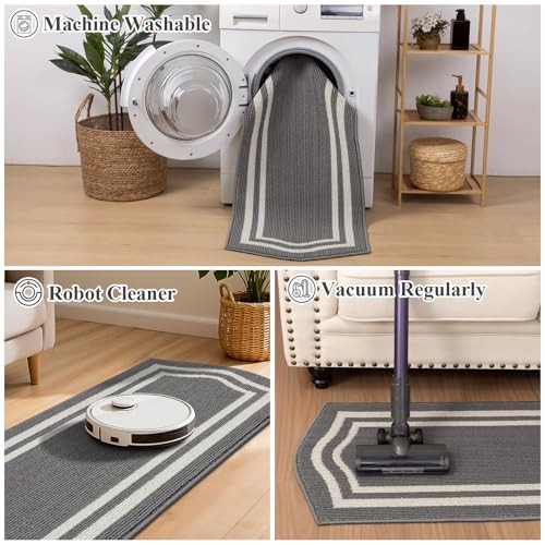 HEBE Farmhouse Kitchen Rugs Sets of 3 Non Slip Washable Boho Kitchen Rugs and 