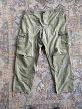 Vintage Green Military 80s Poplin Cargo Pants Distressed 40x32 OG Baggy