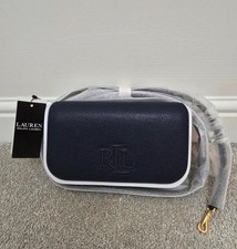 Ralph Lauren Women Adley Pebbled Leather Small Shoulder Bag Dark navy - new