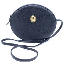 Christian Dior CD Logo Vintage Shoulder Bag Black Leather