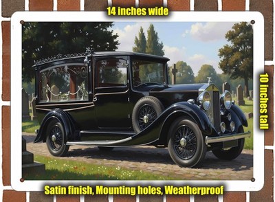Metal Sign - 1939 Rolls Royce Wraith Hearse 1 Oil Painting - 14x10
