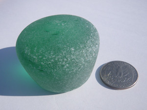 Sea Glass, Unique Shaped Thick Green with Air Bubbles
