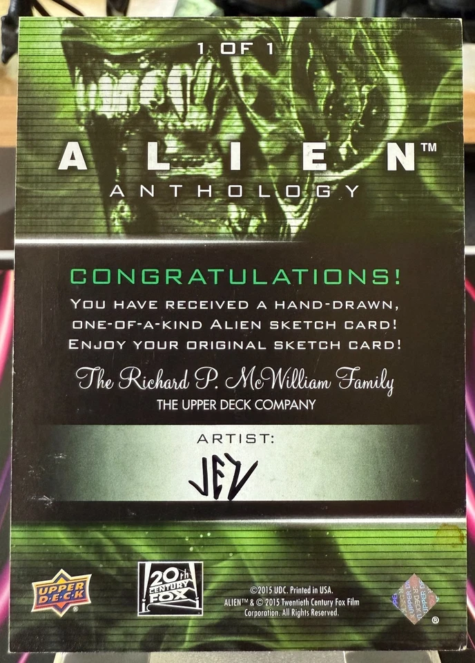 2016 Upper Deck Alien Anthology (AP) Sketch Jez Rojales 1/1 [y0962] - Image 2 of 2