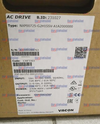 ONE NEW VACON FREQUENCY CONVERTER NXP00725-G2H1SSV-A1A2000000