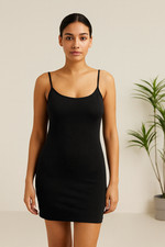 Ladies Strappy Cami Mini Bodycon Vest Tank Top Dress Plus Size Stretchy Jersey
