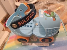 Kids Adjustable Quad Roller Skates,Toddler Beginner Roller Skates Dinosaur Blue