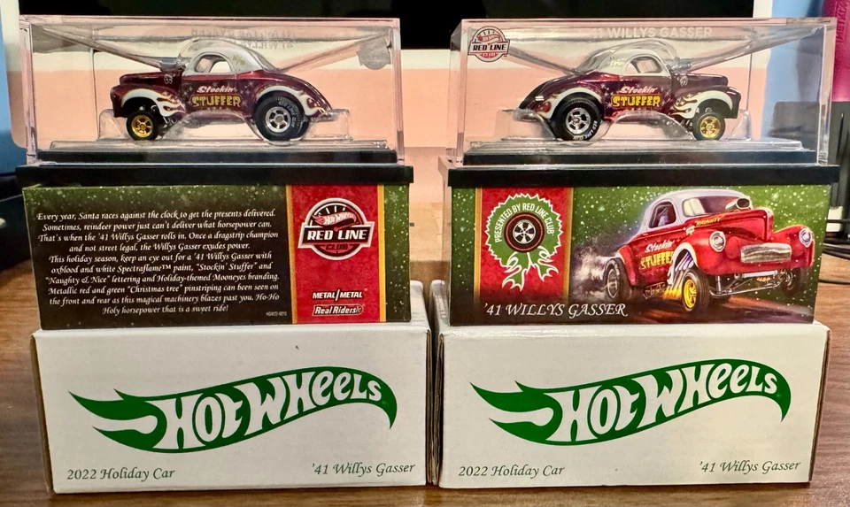 Hot Wheels Red Line Club Exclusivo 2022 Holiday Car '41 Willys Gasser x2! Nuevo en caja Foto 2 de 3