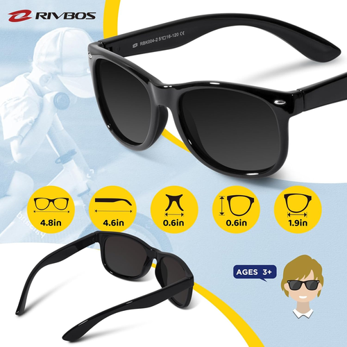 Kids Sunglasses Polarized UV Protection Flexible Rubber Glasses Shades with Stra - Picture 5 of 24