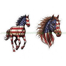 Horse Patriotic Usa Vinyl Decal Sticker 2 Pack E
