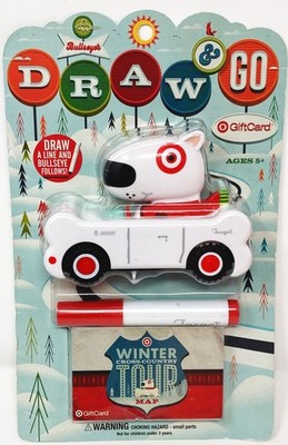 Target Bullseye Bull Terrier Dog Bone Car Plastic Toy Draw And Go NIP No Value