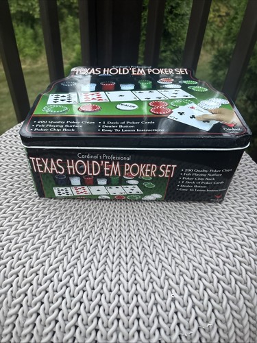 Cardinal's Professional Texas Hold Em Poker Set in Tin Card Games, Sealed Chips! - Picture 2 of 9